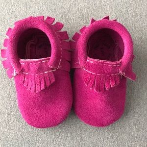 Pink suede freshly picked moccasins
